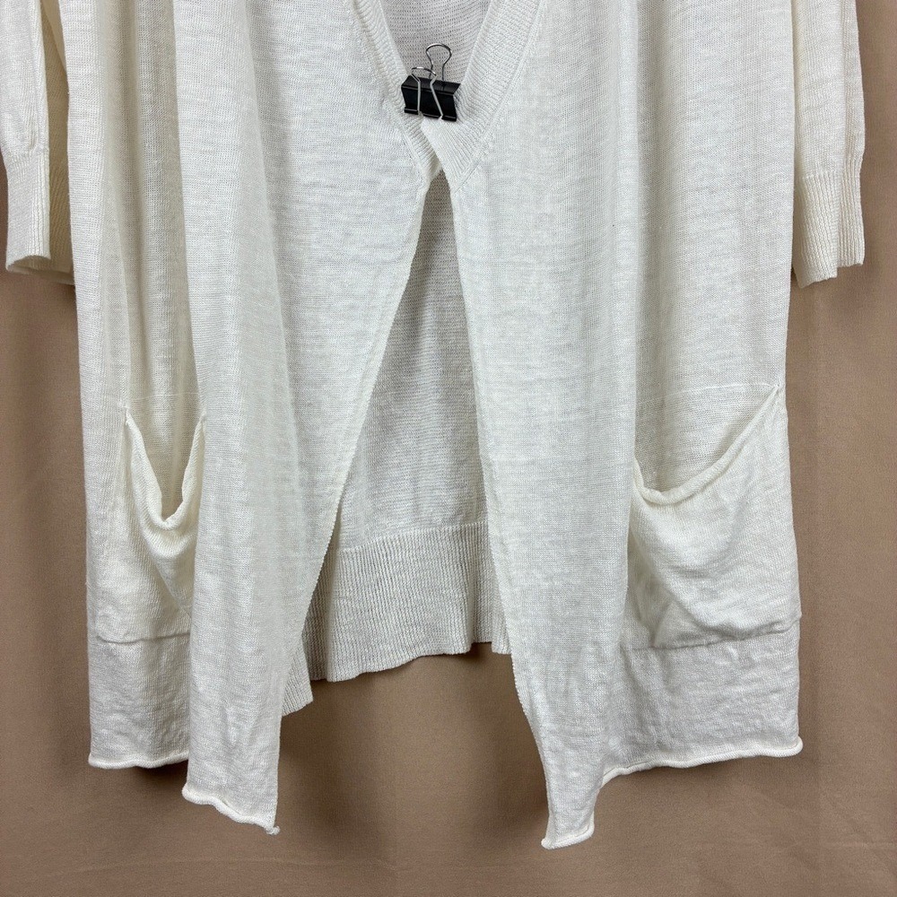 Eileen Fisher Womens Cardigan M Linen White Coastal Minimalist Layering Sweater - Picture 6 of 11